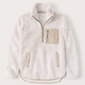 ABERCROMBIE Women's Sherpa Half-Zip Elevated Trim Sweatshirt NWOT